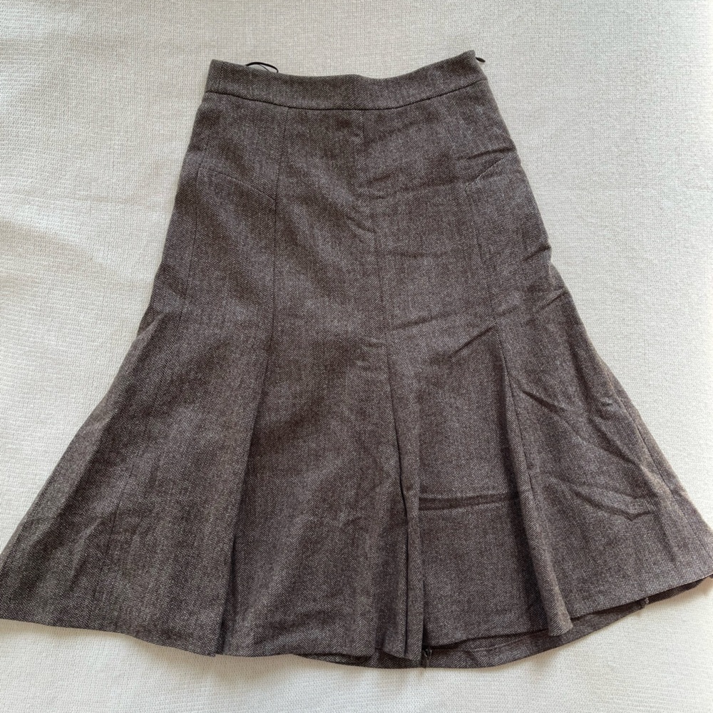 Herringbone Flared Midi Skirt